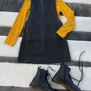 Zara Faux Jumper Dress and Mustard Ribbed Top